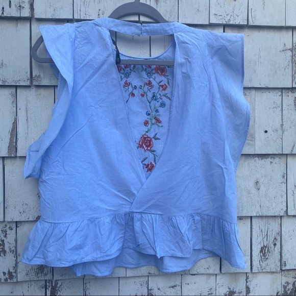 Zara Embroidered Ruffle Top - Picture 3 of 5
